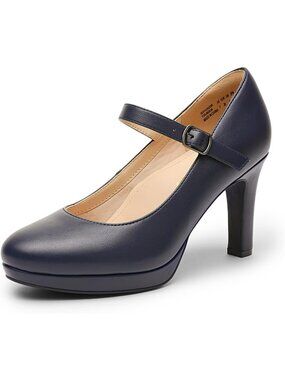 Dream Pairs Women's Navy Mary Jane Platform High Heel Round Toe Dress Pump